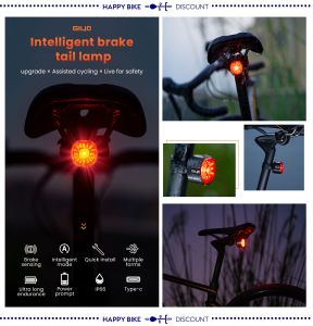 Giyo Long Lasting 60h Bicycle Smart Braking Taillight Intelligent Brake Tail Lamp Rear Light 400mh