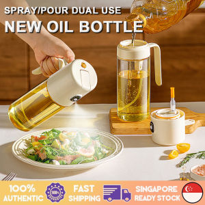 SG Local inventory 550ML New Oil Bottle Spray/Pour Leak-Proof Oil Glass Spray Kitchen Soy Sauce Vinegar Seasoning Bottle