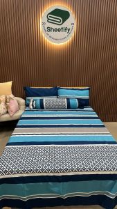 Sheetify I Midnight Lattice I 3in1 Bedsheet Set w/ 2 Pillowcase 18X28 I Canadian Cotton I Full garter