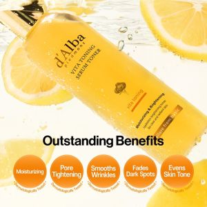 dAlba Piedmont Vita Toning Serum Toner(180ml) Moisturizing Brightening Facial Essence Toner Pore Tightening Smooth Wrinkles Fade Dark Spots Even Skin Tone Hydrating Revitalizing Skin Care Toner For Dull Complexion