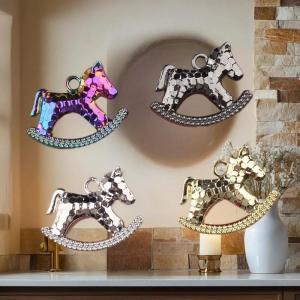 [fenggongshuode] 5Pcs 15x17MM Zinc Alloy Electroplated Rocking Horse Pendant Charms For DIY Necklace Bracelet Earrings Jewelry Accessories Making