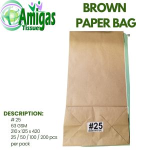 BROWN PAPER BAG 50PCS PER PACK TAKE OUT BAG KRAFT PAPER