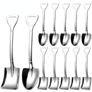 5PCS Shovel Spoon Stainless Steel Ice Cream Dessert Spoon Fruit Spoon Digging Party Tableware
