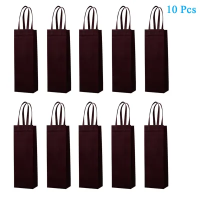Single Bottle Wine Tote Holder 10 Pack Wine Gift Bags Non-Woven Single Bottle Wine Bag with Handle Reusable Wine Tote Bag Holder for Party Wedding Birthday