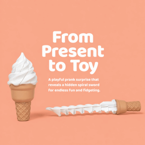 OOC Creative Ice Cream Retractable Toy Realistic Simulation 3D Printed Novelty Gag Gift Fun Ornament Safe PLA Prank Toy Funny Trick