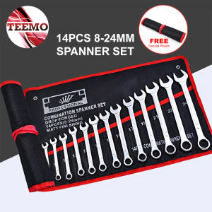Teemo 14pcs 8-24mm Combination Wrench Spanner Tool Sets Dual Purpose Heavy Duty With Canvas Pouch - Fulfilled by Teemo SHOP