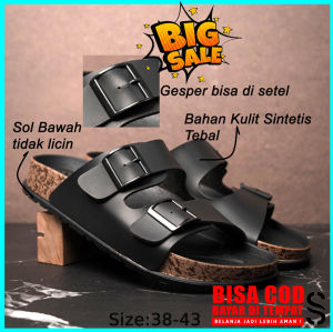 Brody BRAVO Sandal Selop Pria Flatform Sendal Slop Cowok Casual Sol Puyuh Dua Ban Gesper Size 38-43