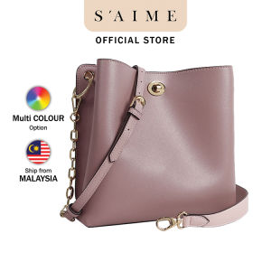 [PRE-ORDER] SAIME | Double Belt 2 Ways Butterfly Turn Lock Bucket Bag (S) (ETA:2023-11-25)