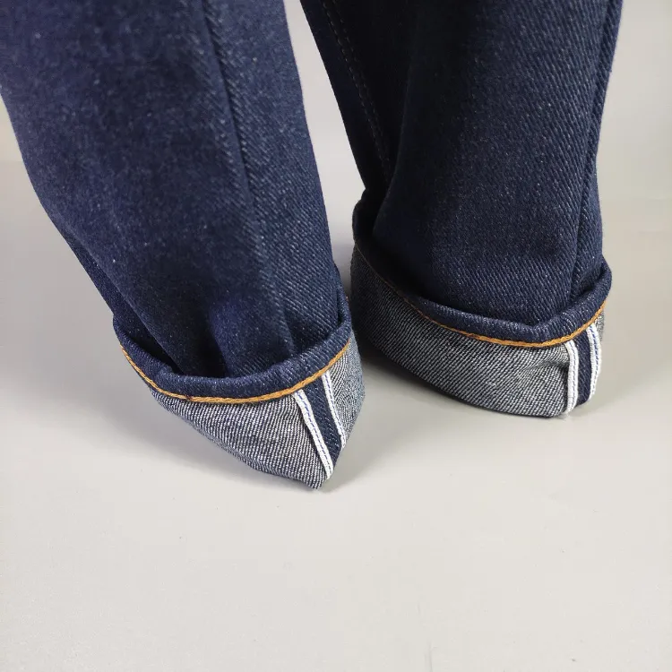 Celana Jeans Pria HANDMADE Denim Selvedge Blue Line Unsanforized