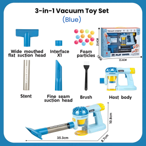 JOYCUB 3-in1 Vacuum Toys for Kids Pretend Play Mainan Vacuum Kanak Kanak Cleaning Toys for Kids Girl