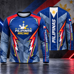 Mens Plus Size Pilipinas Racing Graphic Long Sleeve Quick Dry Motorcycle Riding Jersey Top LA041