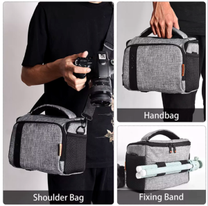 FOSOTO Compact SLR/DSLR Stylish Canvas Camera Bag Hand Bag Shoulder Crossbody Digital Camera Bag Case Compatible for Nikon Canon Sony Mirrorless Camera Shoulder Case