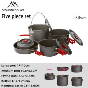 Mountainhiker Cookware 3pcs/4pcs/5pcs Kettle Pot Cooking Set Free Storage Bag Outdoor Camping Picnic