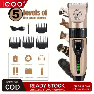 IQOO Professional Pet Hair Clipper Razor for Dog Cat Shaver USB Rechargeable Low Noise Electric Dog Hair Trimmer Professional Pet Grooming Kit for Home Pet Hospital Pet Grooming Tool Set with Nail Clipper Nail File Hair Comb