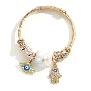 Blue Eyes Can Be Guarded European And American Adjustable Bracelet Hollowed Out Eyes Devils Eye Diamonds Burst Models恶魔之眼开口可调节手链