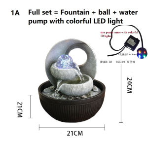 SG Seller Water Fountain Water Features Tabletop Desktop Fengshui LED lights colorful LED light rolling ball Fiber Classic Rolling Ball Indoor Outdoor Fiber Relaxing Housewarming Presents Office Home Gifts