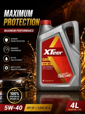 HYUNDAI XTeer G800 SP 5W-30 1LITER/ 5W-40 4LITERS Fully Synthetic Engine Oil 1L | API SP ILSAC GF-6 | Premium Gasoline Car Motor Oil | Fuel Efficient & Engine Protection