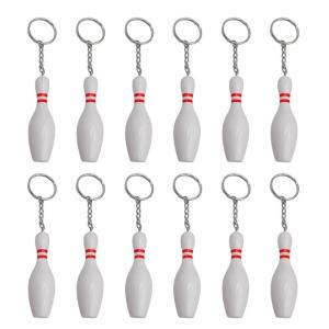 12Pcs Bowling Pin Keyring Bowling Pendant Keychain Bowling Pin Key Holder for Children Adult Christmas Birthday Present