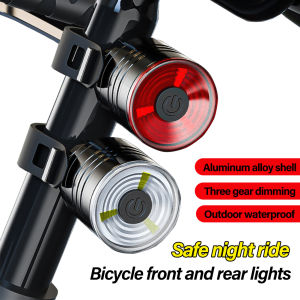 BC Aluminum Alloy Bicycle Light Mountain Bike LED Headlight Taillight Helmet Night Riding Warning Rear Light Bicycle Accessories