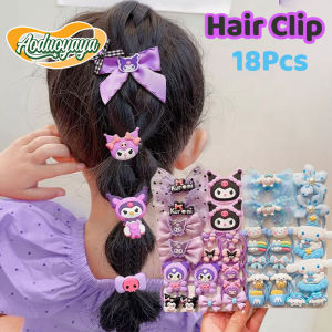 Aoduoyaya 18pcs Kuromi Childrens Hair Clip Lovely Bangs Clip Princess Bow Headwear Hair Accessories Neraka Cliffe