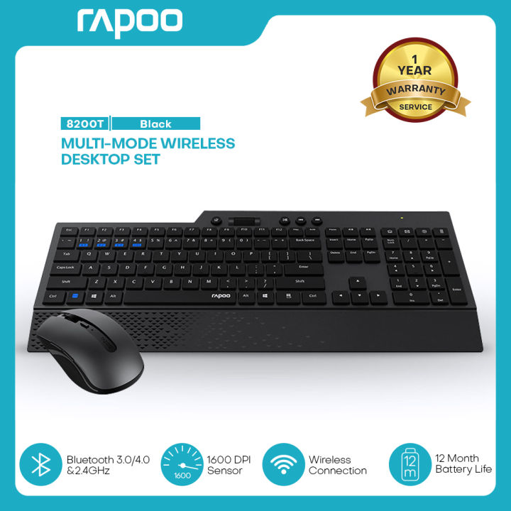 [NEW MODEL]RAPOO 8200T Bluetooth 3.0 Multi-mode 2.4G Wireless Keyboard ...