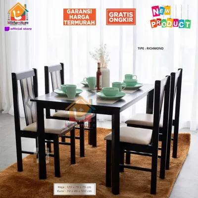 Set Meja Makan Kayu 4 Kursi Minimalis RICHMOND