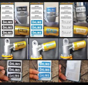 สติ๊กเกอร์ติด โช๊คหน้า-หลัง Ohlins TTX Sticker (พื้นฟ้าอักษรใส) / Motorcycle Sticker shock absorber Ohlins