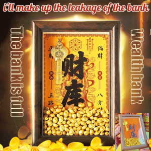 【Fortune photo frame】 Bring luck Gold ingot treasure house photo frame Gold imitation photo frame Fortune office ornaments Zodiac ornaments