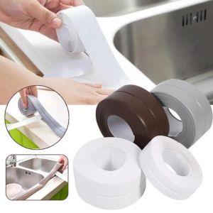 【LovingLife Store】1PCS Waterproof Wall Sealing Strip Bathroom Shower Sink Bath Caulk Tape White PVC Self Adhesive Waterproof Wall Tape New for Bathroom Kitchen