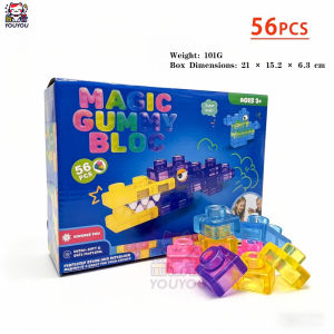 [SG Seller]Kids Soft Gummy Building Blocks Transparent Sensory Construction Bricks Educational STEM Toy for Toddlers