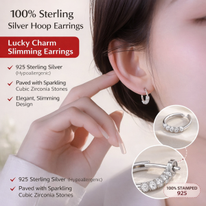 Lucky Round Hoop Earrings Anti-Allergy Good Fortune Turn Silver Ear Buckles Niche Minimalist Versatile Stud Earrings