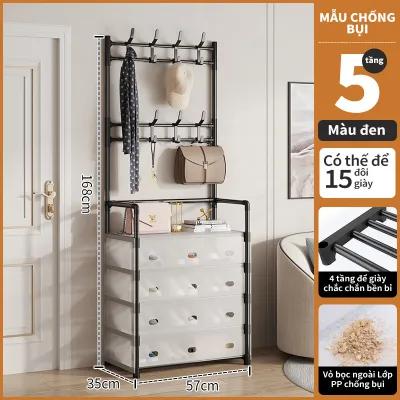 💥Kệ 4 tầng 5 tầng để giày dép thông minh kết hợp móc treo quần áo và vật dụng khác đa năng tiện lợi