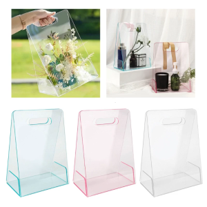 Quality Clear Flower Bouquets Bags Flower Wrapping Handbag Showcases Presents with Styles Reuses and Easy to Clean
