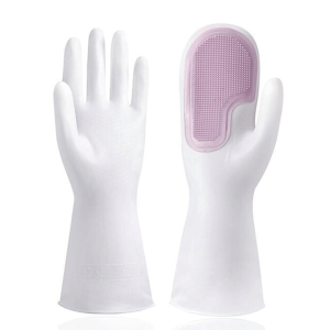 Silicone Dishwashing Gloves Magic Scrubber Rubber Cleaning Gloves Heat Resistant Non Slip Kitchen Cleaning Gloves for Dishwashing Household Cleaning Durable Reusable