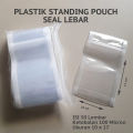 Plastik standing pouch seal lebar isi 50 pcs ukuran 10 x 17,6 tebal dan berkualitas. 