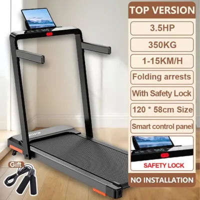 3.5HP Foldable Treadmill Portable With Safety 1-15KM/H，Treadmill Electric 3.5HP Foldable Walking PadLED large screen with Duty Running Exercise Equipment Indoor，Electric Large smart control panel treadmill