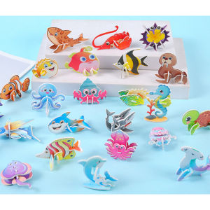 3D Mini Small Dinosaur Shape Insects Jigsaw Puzzle Hard paper Cute Cartoon Kids Toys Birthday Party Gift Education