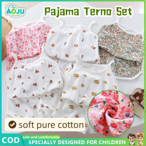 AOJU 【2-3 Days Delivery】Spaghetti Pajama Terno Set For Girl Kids 6mos-1-3 Years Old