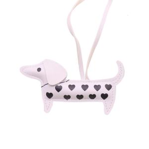 Cartoon Dachshund Shaped Keychain PU Leather Handbag Charm Decorative Puppy Pendant Gift For Women Girls Accessories