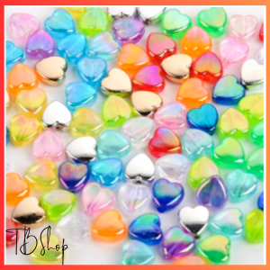 Manik Mote Hati Love Bening Premium Pelangi AB Transparan Warna Kilap