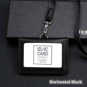 IQGE 2023 NEW US Reporter Referee Doctors Badge Holder 100% Cowhide Formal Work ID Card Case with Lanyard Office Supplies