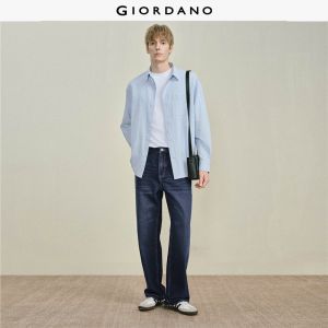 Giordano Men Frayed cuff mid rise washed denim jeans Free Shipping 18116817