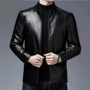 Mens middle-aged spring mens thin coat leather jacket [ZeroDis]