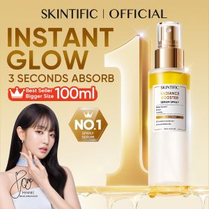 SKINTIFIC Radiance Booster Serum Spray Facial Oil 100ml Glow Boosting Face Mist Serum Spray for Dull Skin Hydrating Setting Spray