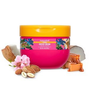 NATURE WELL Ultra-Rich Firming & Tightening Cheeky Body Cream Promotes Deep Hydration Fast Absorbing Scents of Pistachio Cream Almond Blossom Brazil Nut Cupuacu Coconut & Salted Caramel 10 Oz