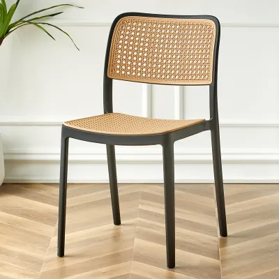 Nordic Balcony Leisure Lazy Solid Wood Sofa Single Household Rattan Backrest Armrest Dining Chair