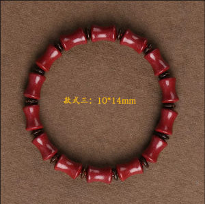 Natural cinnabar bracelet with bamboo knot design suitable for women a single-strand Buddhist prayer bead bracelet a gift for men and a piece of jewelry