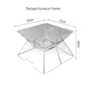 TWTOPSE Professional Stainless Steel Folding BBQ Grill Portable Campfire Pit Wood Stove With Storage Bag Green Camping Equipment