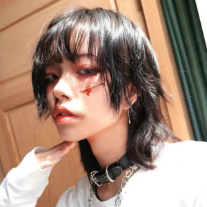 Wolf tail mullet head wig male invisible hair increased fluffy fashion handsome short straight hair chemical fiber headgear female