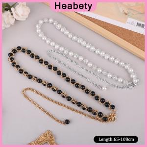 Heabety  Elegant Women Pearl Belt Waist Chain Elastic Buckle Pearl Chain Belt Female Clothing Accessories